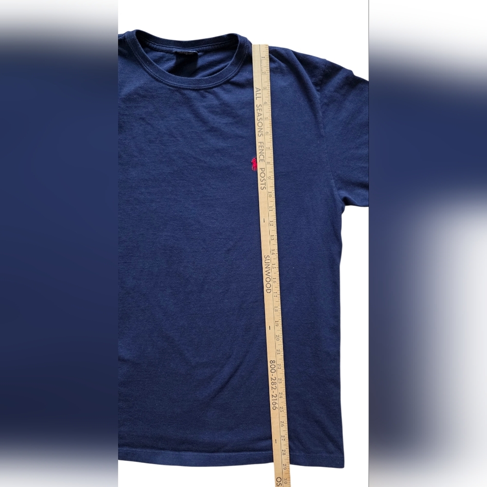 Polo Ralph Lauren Large Navy Blue Long Sleeve Luxury Tee Shirt With Red Logo - Picture 6 of 7